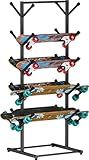 Tuohours Skateboard Racks Floor Stand Holder, Freestanding 5-Tier Skateboard Storage Organizer Hanger, Skateboards Display Rack for Deck, Longboard, Skateboard Rack for Garage, Black