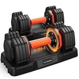 2026 Updated Adjustable Dumbbell Set of 2, 5-in-1 Weights Dumbbell Set with Storage Box, 25lbs Adjustable Weights with Anti-slip Silicone Grip, Weight Set For Home Gym Suit both Men and Women