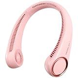 Morelax Neck Fan, USB Rechargeable Personal Fan, 3 Speeds Adjustable, Large air outlet Powerful Strong Wind, Adjustable, 360° Cooling, Super Quiet, No Blade Design, No Hair Twisting, Small (Pink)