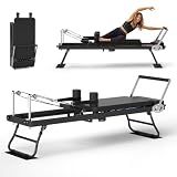 Foldable Pilates Reformer for Home Use Pilates Reformer Machine with Adjustable Resistance Bands Space-Saving Pilates Machine for Core Strength&Full Body Workout