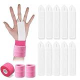 Junkin 10 Pcs Gymnastics Grips 1 Pair Gymnastics Wrist Wristbands 1 Roll Athletic Tape for Gym Bars Palm Protection and Wrist Support Sports Accessories for Workout and Exercise(Pink)