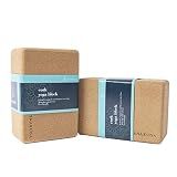 SNAKUGA Cork Yoga Block 2 Pack for Pilates 9"x6"x4" Non-Slip & High Density