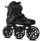 3-Wheel Inline Skates 110mm for Women & Men, High-Speed Performance Roller Skates Blades for Outdoor Fitness, Professional Inline Speed Skates for Female Male, No Brake,Black