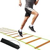 NKJIH 20ft Adjustable Agility Speed Ladder Training Ladder with Carry Bag - Soccer, Speed, Football Fitness Feet Training - Agility Training Equipment for Footwork Drills(Orange)