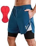 Sportneer Bike Shorts for Men - 3D Padded Lightweight MTB Fit Riding Biking Bicycle Biker Shorts with Zipper Pockets Blue