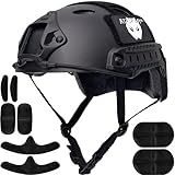 ATAIRSOFT PJ Type Tactical Airsoft Fast Helmet, Lightweight ABS with NVG Mount & Side Rails Bump Protection for Men, Women Air Soft, Paintball, Caving, Hunting, Cosplay, Hiking and Outdoor Sports