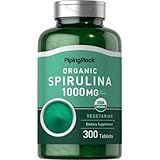Piping Rock Organic Spirulina | 1000mg | 300 Tablets | Arthrospira Platensis | Vegetarian, Non-GMO, Gluten Free Supplement
