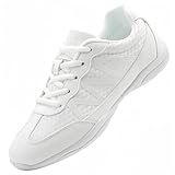CheeryEase Girls' White Cheerleading Shoes Breathable Lightweight Cheer Competition-Ready Non-Slip with Shock Absorption for Dance, Training, Gymnastics and Youth Sports Big Kid Size 1.5