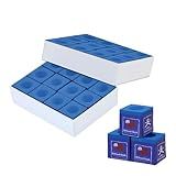 AKLOT Professional Pool Cue Chalk, 24 Cubs Billiard Chalk with Storage Box Fine Powder Pool Chalk Cubes 2 Colors Billiard Cue Chalk Suitable for Each Cue Tip Size (Blue)