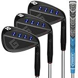 Gowolf Golf Wedges 52, 56, 60 Sets for Men, Premium Forged Full Face Golf Wedges Right Hand, Golf Gap Wedges Sand Wedge Lob Wedge, Golf Clubs CNC Milled Face for More Spin - Great Golf Gifts (Black)