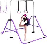 FBSPORT Gymnastics Bar for Kids Adjustable Height Gymnastic Horizontal Bar | Adjustable height, Supports up to 140 lbs, Junior Training Bar Children Folding Training Monkey Bars for Home Using