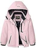 WICKHAM Girl's Waterproof Ski Jacket Winter Warm Fleece Lined Snow Windproof Jackets Removable Hood Ski Coat for Kids
