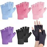 Zhamate 6 Pairs Non Slip Yoga Gloves for Women Fingerless Pilates Gloves for Gym Exercise Fitness Workout