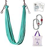 Aerial Yoga Hammock 5.5 Yards Premium Silk Fabric Swing for Antigravity Inversion Include Daisy Chain,Carabiner and Pose Guide (Turquoise)