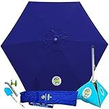 BEACHBUB ALL-IN-ONE BEACH UMBRELLA SYSTEM. Includes ULTRA Base (compliant with the ASTM F3681-24 Beach Umbrella Safety Standard). (Deep Ocean Blue)