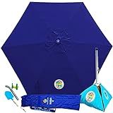 BEACHBUB ALL-IN-ONE BEACH UMBRELLA SYSTEM. Includes ULTRA Base (compliant with the ASTM F3681-24 Beach Umbrella Safety Standard). (Deep Ocean Blue)