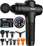 TOLOCO Massage Gun Deep Tissue, Percussion Massage Gun with 10 Replacement Heads, Super Quiet Portable Electric Massager for Athletes, Relax, Black