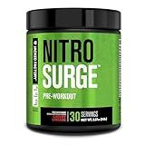 Jacked Factory NITROSURGE Pre Workout Supplement - Endless Energy, Instant Strength Gains, Clear Focus, Intense Pumps - NO Booster & Preworkout Powder with Beta Alanine - 30 Servings, Cherry Limeade