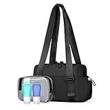 Small Gym Bag for Women - Mini Gym Duffle Bag 4 PCS Set with Wet Compartment, Small Travel Tote Cute Workout Sport Bag with Toiletry Cosmetic Silicone Travel Bottles