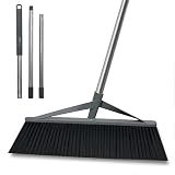 Xifando 17.7inch Wide Large Broom for Sweeping Indoor or Outdoor, Whole Length 57inch Long Handle Heavy Duty Broom with Soft Bristle