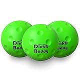 Dink Buddy - Standard Kelso Pickleball, PU Foam Pickleball Balls for Reduced Noise, Enhances Hand-Eye Coordination, Indoor & Outdoor Use, 3-Pack 74-mm Lime Green Balls