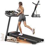 THERUN Incline Treadmill, 0-12% Auto Incline Treadmill for Running and Walking, 300 lbs Weight Capacity Folding Treadmill with Wide Belt, 3.0HP, 18" LED Screen, 2 Layers Shock-Absorbing