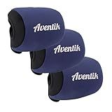 Aventik Neoprene Fishing Reel Cover Pouch Round Baitcasting Trolling Reels Storage Conventional Reel Cover Durable Soft Protection (3pcs-Black/Blue, XL:5.1''Width x 3.5''Diameter)