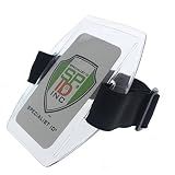 Armband Badge Holder with Black Adjustable Elastic Arm Band & Hook and Loop Fastener - Secure, Clear Plastic Display of Work I'd Card, Ski Pass, Lift Ticket & More by Specialist ID