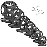 Fitvids Olympic Cast Iron 2-Inch Weight Plates for Strength Training & Weightlifting, 255 Pounds Set, Multiple Packages