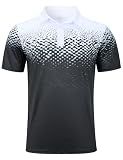 uideazone Mens Polo Shirts Short Sleeve Athletic Tennis Golf Shirt White Black T-Shirt Dry Fit Casual Polo Jersey