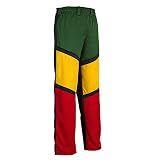 JL Sport Authentic Brazilian Capoeira Martial Arts Pants - Unisex (Black, Jamaican, Reggae Theme)