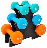 Fitvids Set of 6 Neoprene Dumbbell Hand Weights, Set with Rack: 3/5/8 Pairs