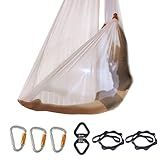 Transparent Aerial Yoga Hammock Set with Low Elasticity Aerial Silks Set Included Accessories (white, 7.7 yards)
