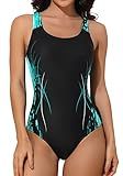 beautyin Women's One Piece Swimsuits Turquoise Athletic Exercise Swimming Suits