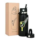 MINYJHZ Pickleball Water Bottle 32 oz, Gifts for Pickleball Lovers, Wide Mouth Vacuum Insulated Sports Bottle with 2 Leakproof Lids, Stainless Steel Cup with Straw for Cold Drinks
