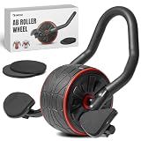 DMoose Fitness Ab Roller Wheel with Elbow Support & 2 Pads - Abdominal Exercise Trainer for Core Strength Training - Ultimate Abs Workout Equipment for Home & Gym - Ab Machine for Men & Women (Black)