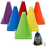 MIVERYEA Cones Sports for Kids Small Training Cones Set for Soccer Practice 24 Pack 7 Inch Agility Field Marker for Football Basketball Drills Plastic Baseball Cone