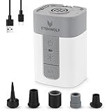 ETENWOLF Air Pump for Inflatables, 10400 mAh Portable Electric Air Pump with Camping Light, 4X Quick Inflator & Deflator, 720 L/min Pump for Pool Floats, Air Mattress, Vacuum Storage Bags (White)