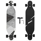 Junli 41 Inch Freeride Skateboard Longboard - Complete Skateboard Cruiser for Cruising, Carving, Free-Style and Downhill Grey Zone