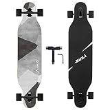 Junli 41 Inch Freeride Skateboard Longboard - Complete Skateboard Cruiser for Cruising, Carving, Free-Style and Downhill Grey Zone