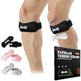 GOUNOD Patellar Tendon Support Strap 2 Pack,Knee Strap for Knee Pain Relief,Patella Band for Basketball, Jumpers Knee, Tendonitis, Running, Hiking, Soccer, Osgood Schlatter（Black）