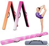 Hurtle 6 FT Foldable Balance Beam for Toddler and Kids Gymnastics Equipment at Home, Non Slip Bottom, Carry Bag Included, EVA Foam Construction for Family Gymnastics Skills Practice and Play, Pink