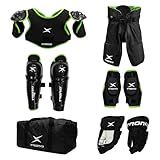 TronX Hockey Protective Gear Set - Ice Hockey Equipment with Bag - Youth Hockey Gear Kit- Shoulder, Elbow, Shin Pads, Gloves, Pants & Bag (Medium)