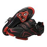 Unisex Cycling Shoes Compatible with pelaton Indoor Road Bike Riding Shoes for Men and Women Delta Cleats Clip Outdoor Pedal, (Black-red, M10.5)