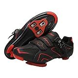 Unisex Cycling Shoes Compatible with pelaton Indoor Road Bike Riding Shoes for Men and Women Delta Cleats Clip Outdoor Pedal, (Black-red, M10.5)