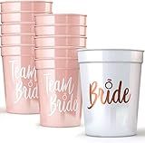 Team Bride Bachelorette Party Cups - Memorable Bach Decorations, Favors, Accessories, Bride Tribe Gifts for Bridesmaids - Decor for Final Fiesta