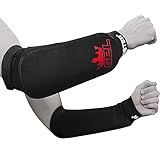 Meister MMA Elastic Cloth Forearm Guards w/ Integrated Gel Padding (Pair) - Black - Large/X-Large