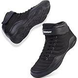 BKWHDAY Kids Wrestling Shoes Youth Boys Girls Boxing Shoe Lightweight Breathable Non Slip Allblack