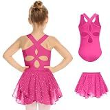 Zaclotre Girls Ballet Leotards Hollow Back Dance Outfit with Skirt Combo