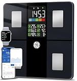 GE Smart Scale for Body Weight, BMI, Body Fat, Muscle Mass, Large Display | 14 Metrics Body Composition Scale for Bathroom, 5.3-inch Screen, Accurate Weighing with Bluetooth Sync, Black